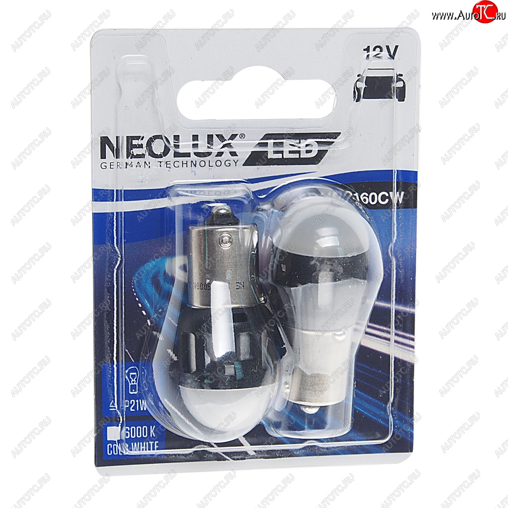 Лампа светодиодная 12V P21W BA15s 6000K 85лм блистер (2шт.) LED Cool White NEOLUX np2160cw-02b