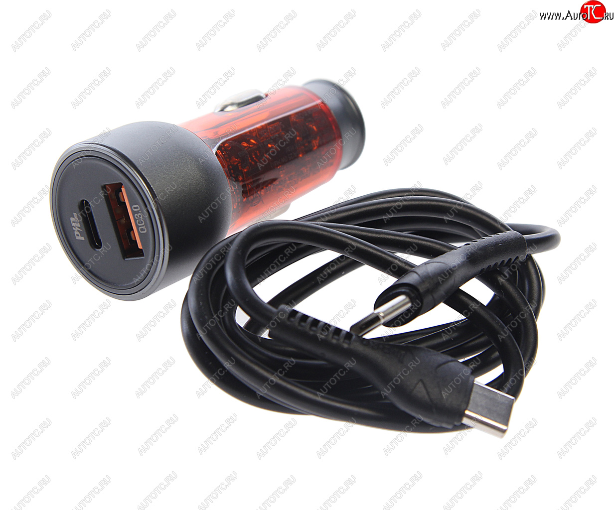 Устройство зарядное в прикуриватель 1USB 12V кабель USB Type C HOCO nz8 orange