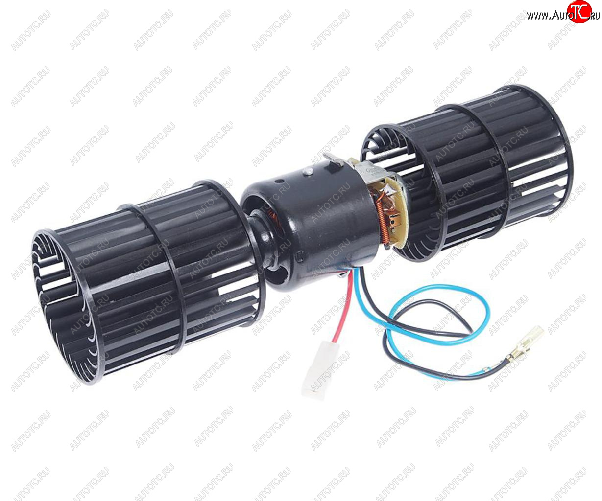 Мотор отопителя ГАЗ,ПАЗ 24V (2 крыльчатки,2 шкива) (для отопителя ОС-7-У2-24-00-16) в сборе МЗКО ос-7.001.00.00-24