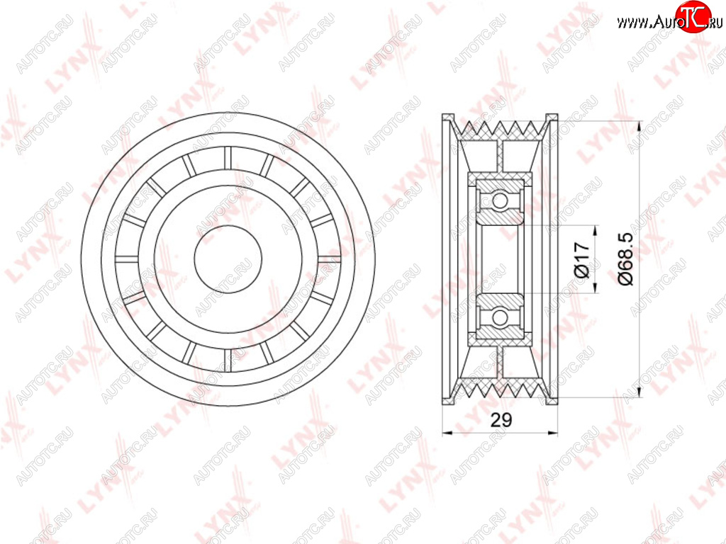 Ролик приводного ремня FORD Focus 2,C-Max MAZDA 3,5 VOLVO S40 (04-) натяжителя LYNX pb5227