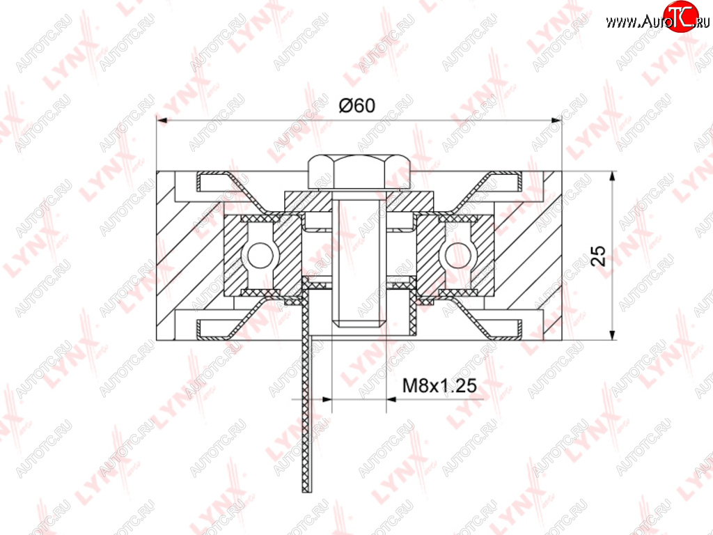 Ролик приводного ремня ЛАДА Largus RENAULT Logan,Sandero (09-) (1.41.6) обводной LYNX pb7232