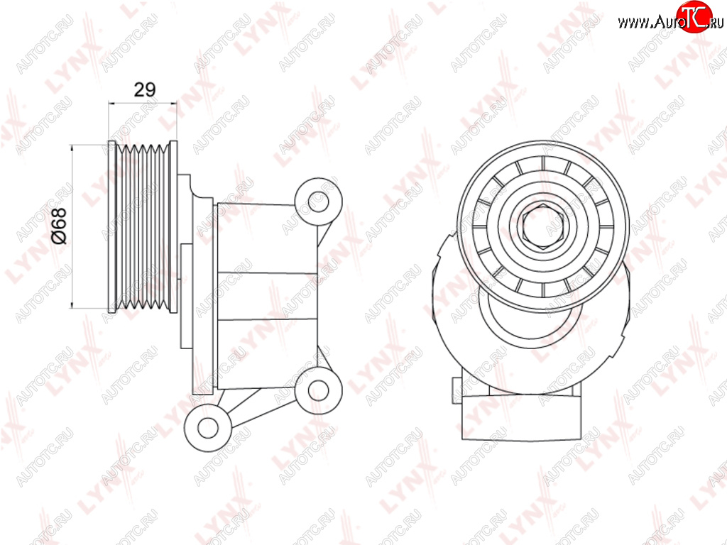 Ролик приводного ремня FORD Focus 2,C-Max MAZDA 3,5 VOLVO S40 (04-) натяжителя LYNX pt3012