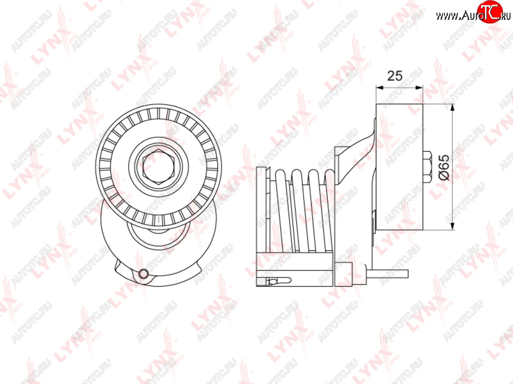 Натяжитель приводного ремня VW Golf (08-12) AUDI A3 (07-12) SKODA Fabia (07-14) с роликом LYNX pt3105