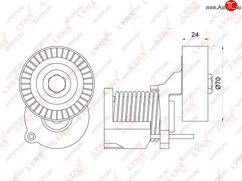 Натяжитель ремня приводного VW Golf (08-13),T5 AUDI A4 (00-) SKODA Octavia (04-) LYNX pt3148