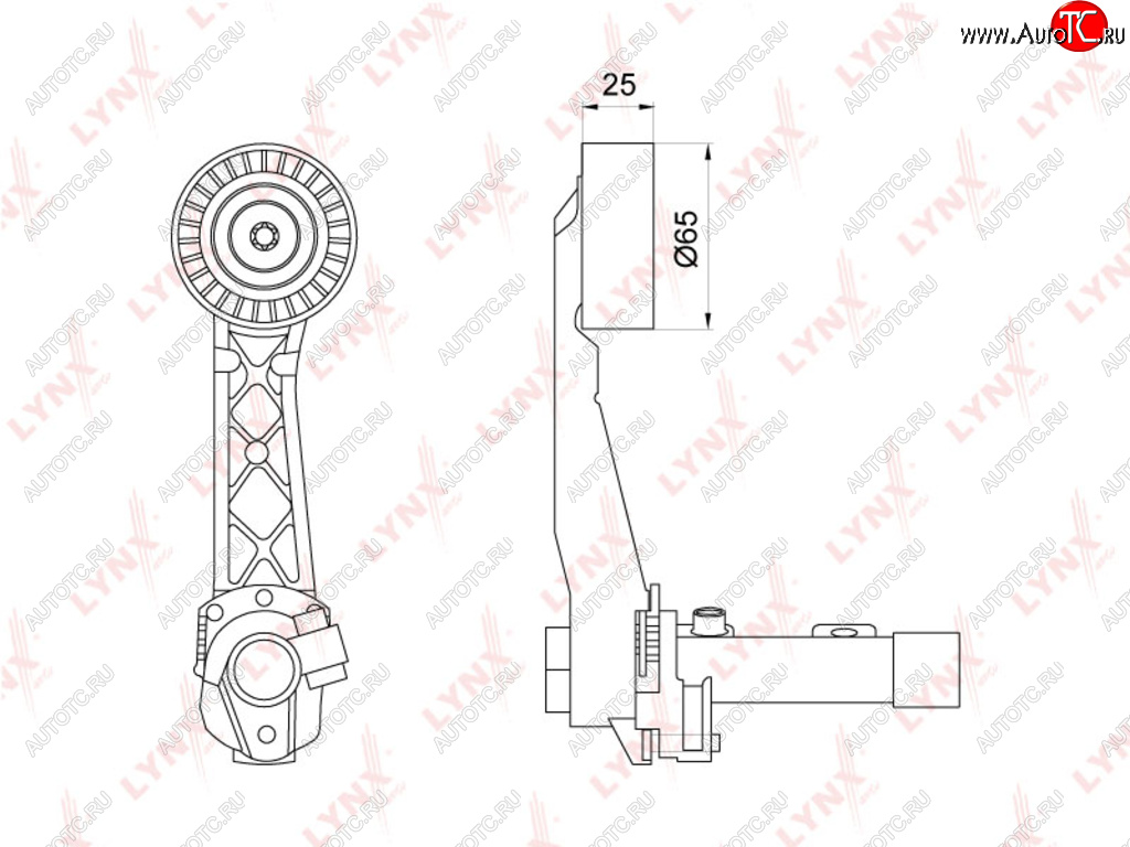 Ролик приводного ремня PEUGEOT 206,207 CITROEN C4 (08-) натяжной LYNX pt3209