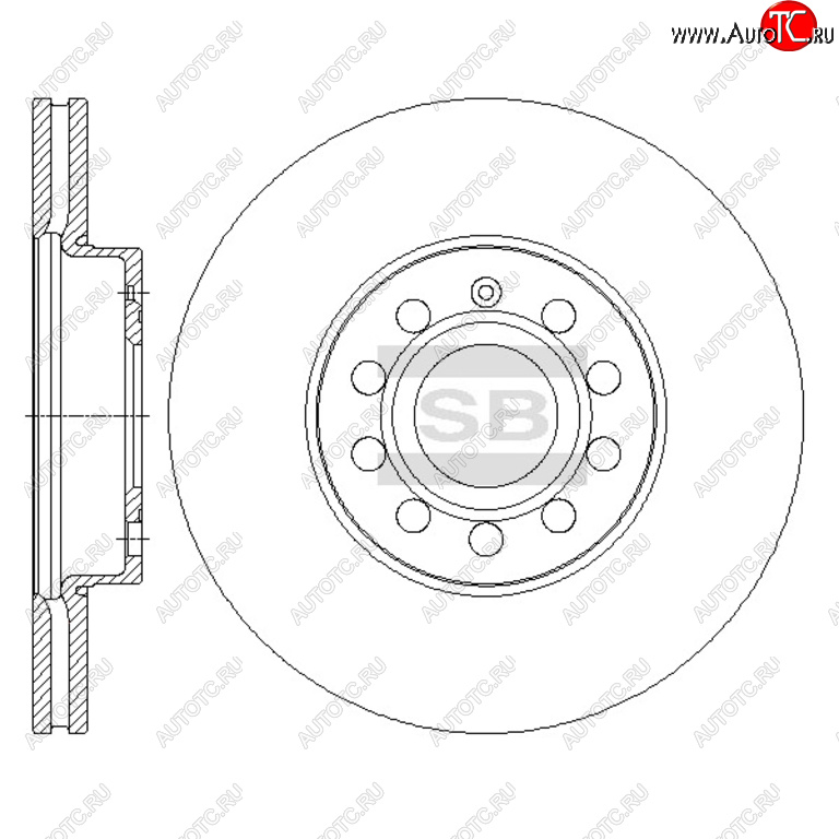 Диск тормозной VW Golf,Touran AUDI A3 SEAT Ibiza SKODA Octavia передний (1шт.) SANGSIN sd5405