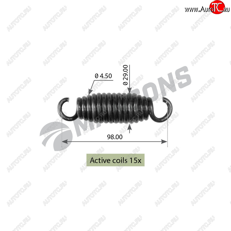 Пружина SCANIA колодок тормозных стяжная (98х28х4.5) MANSONS spr0027
