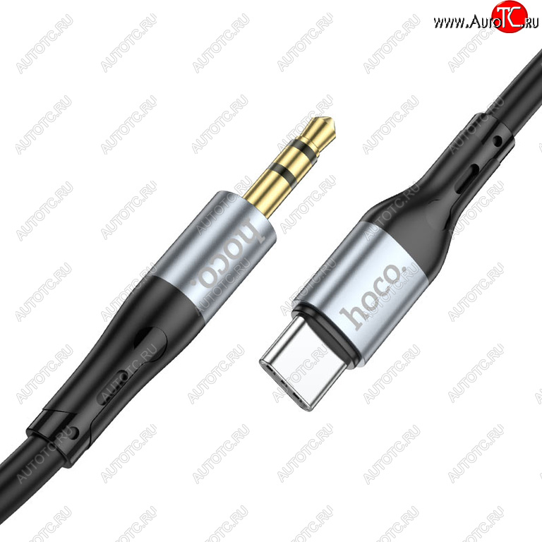 Кабель jack 3.5-USB Type C 1м черный HOCO upa22 black