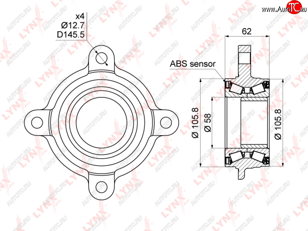 Ступица TOYOTA Land Cruiser (07-15) передняя LYNX wb1026