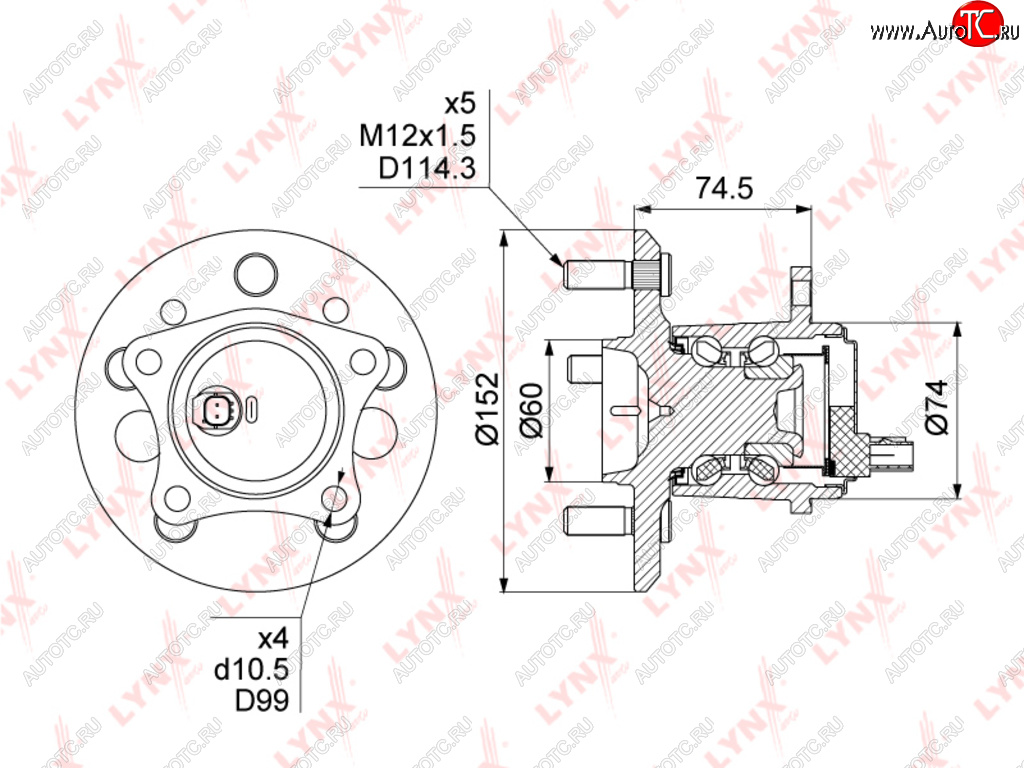 Ступица TOYOTA Camry (V50) задняя правая LYNX wh1494