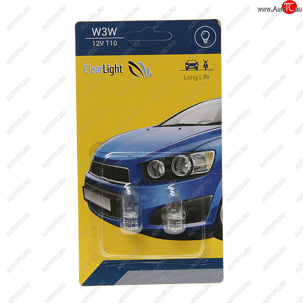 Лампа 12V W3W W2.1x9.5d блистер (2шт.) CLEARLIGHT cl-w3w-12v 2b