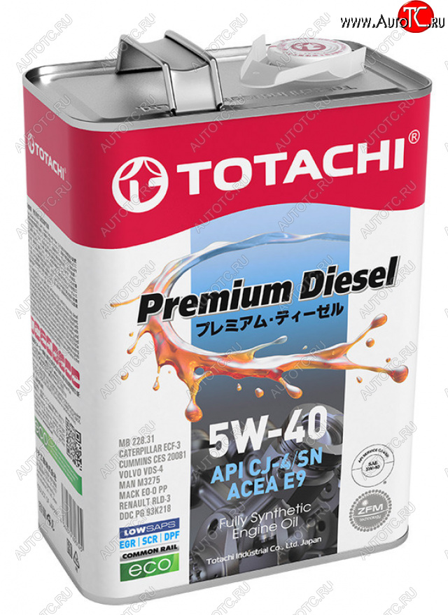 Масло дизельное PREMIUM DIESEL CJ-4E9SMA3B4 5W40 синт.4л TOTACHI 11704