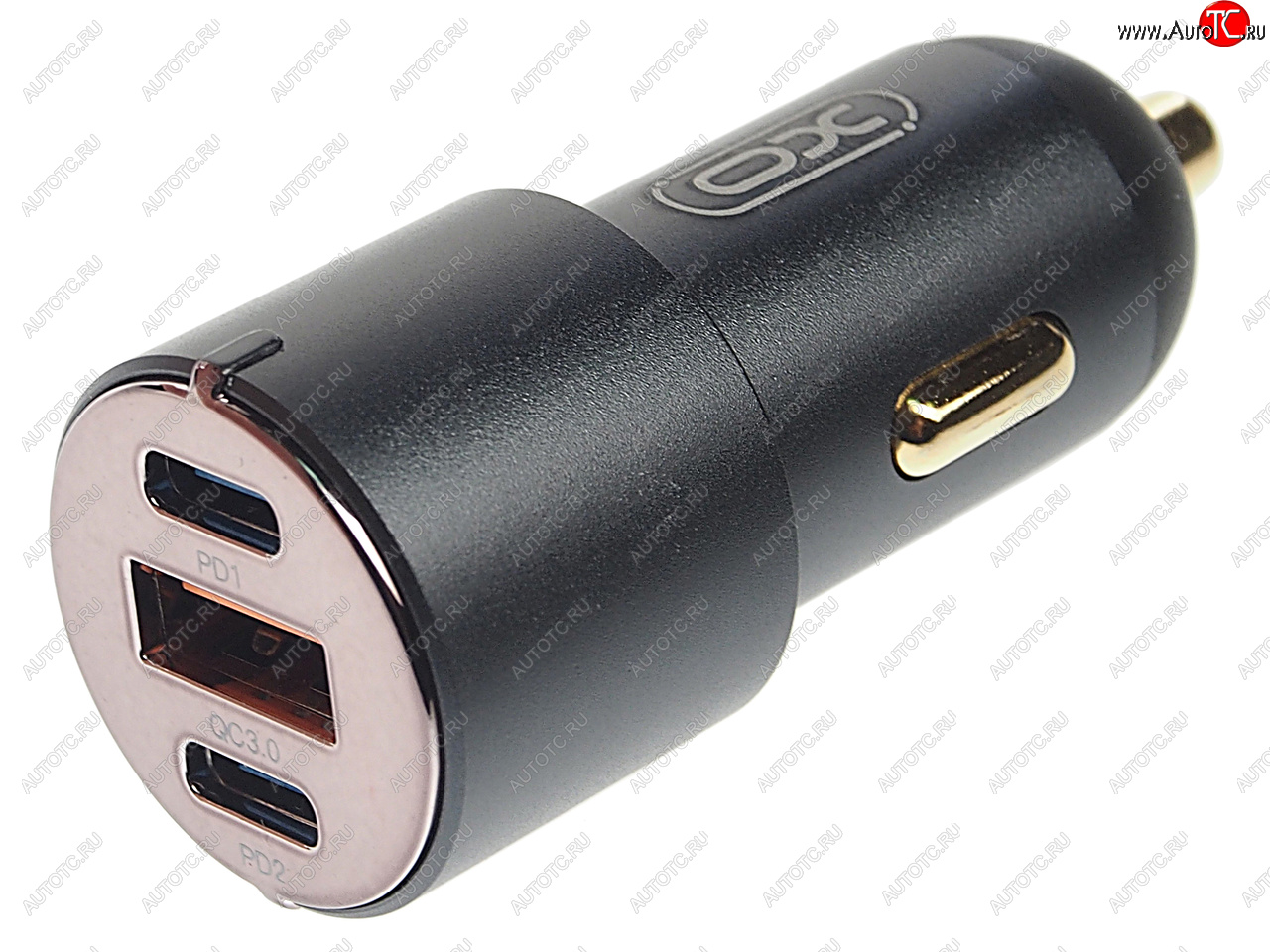 Устройство зарядное в прикуриватель 1USB + 2 Type C 12V черное XO cc45 black