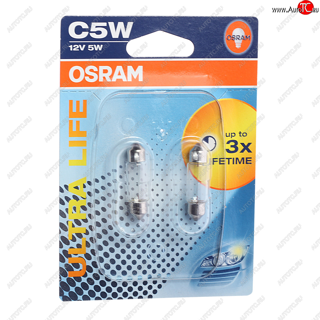 Лампа 12V C5W SV8.5-8 блистер (2шт.) Ultra Life OSRAM 6418ult-02b