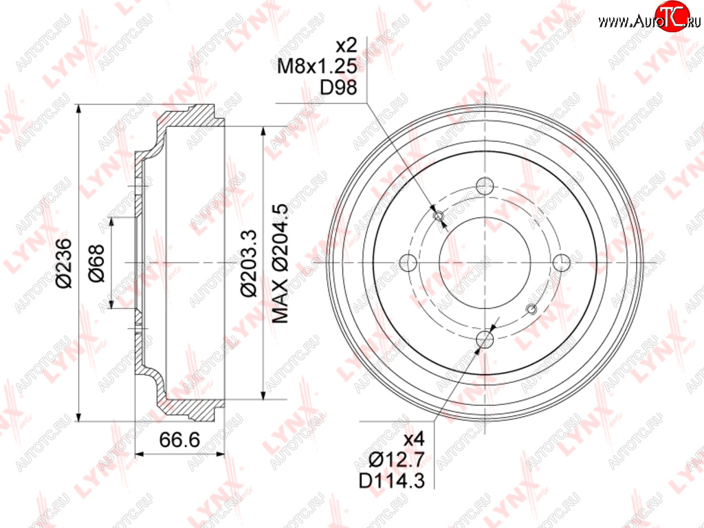 Барабан тормозной NISSAN Almera задний (1шт.) LYNX bm1114