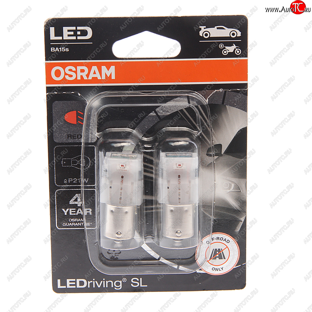 Лампа светодиодная 12V P21W BA15s блистер (2шт.) LEDriving SL Red OSRAM 7506drp02b