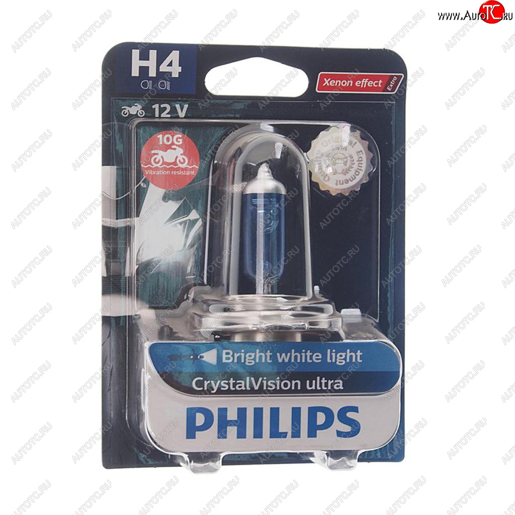 Лампа 12V H4 60/55W P43t-38 блистер (1шт.) Crystal Vision Ultra PHILIPS PHILIPS 12342cvubw 12342cvubw