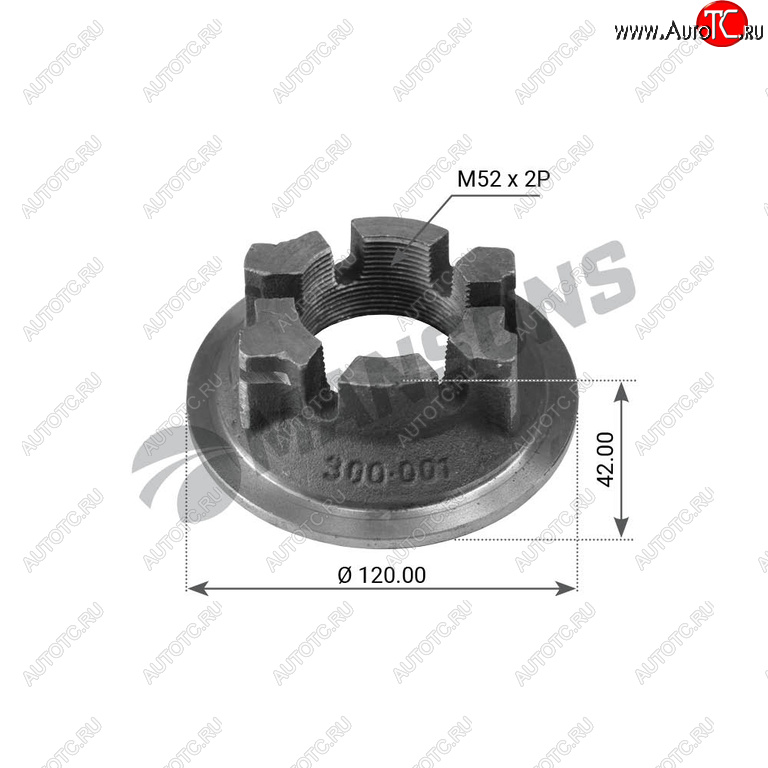 Гайка BPW ступицы корончатая (М52х2хD120) MANSONS 300.001