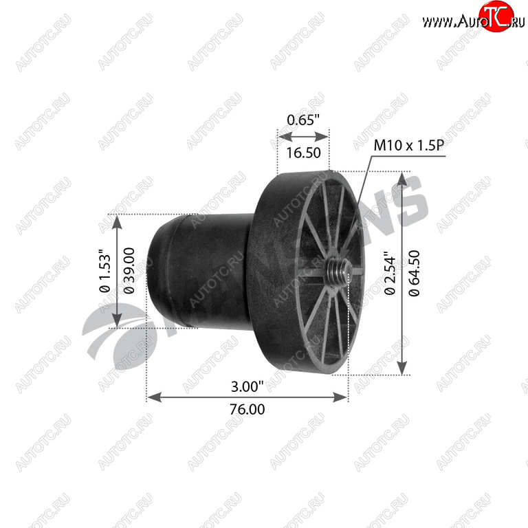 Буфер VOLVO FH12,FH13,FH16,FM9,FM12,FM13 кабины нижний MANSONS 900.042