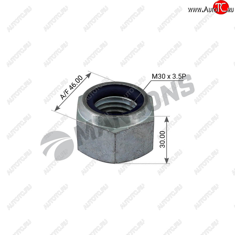 Гайка SAF болта крепления рессоры полуприцепа (M30х3.5) (самофиксирующая с тефлоном) MANSONS nln117