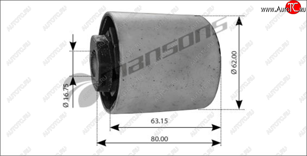 Сайлентблок MAN TGA,TGS,TGX стабилизатора кабины (16х6480х60) MANSONS 400.554