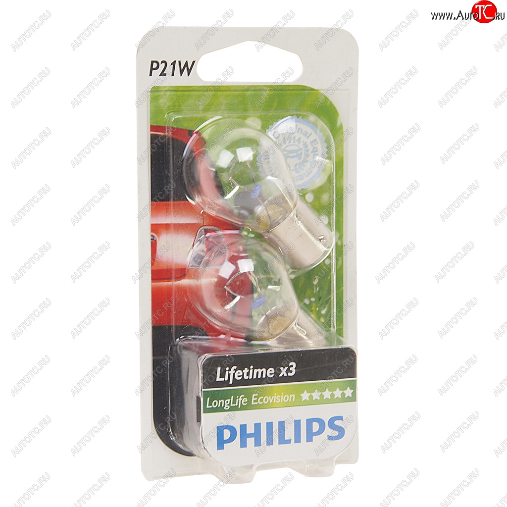 Лампа 12V P21W BA15s блистер (2шт.) Long Life Eco Vision PHILIPS 12498llecob2