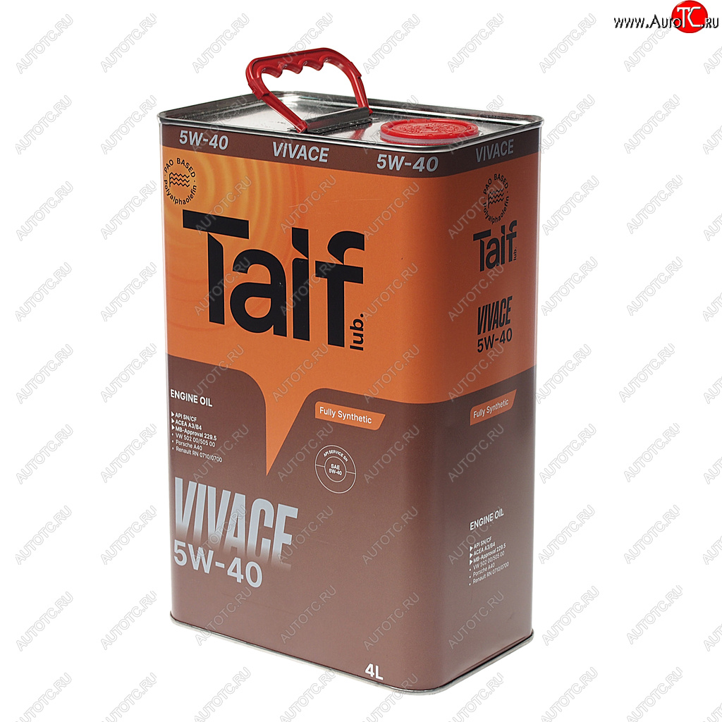 Масло моторное VIVACE PAO 5W40 SNCFA3B4 синт.4л TAIF 211026