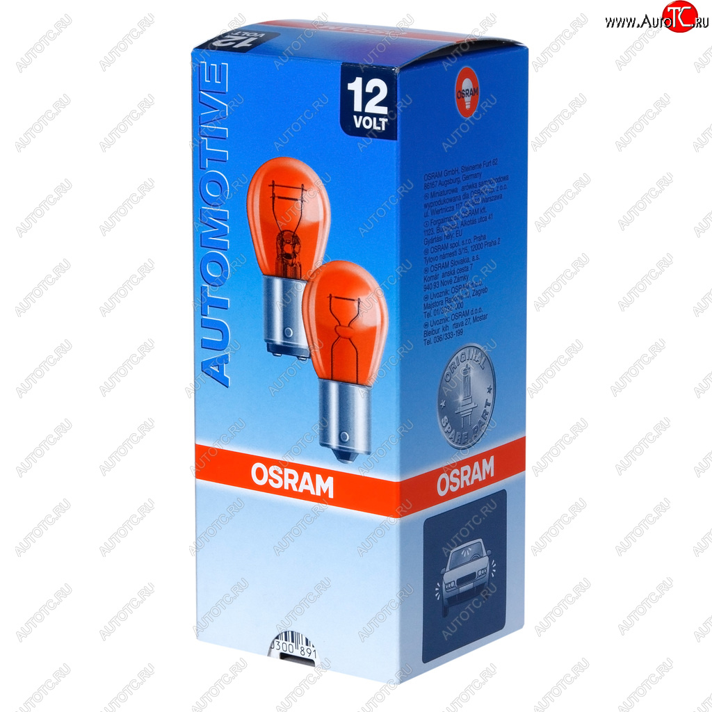 Лампа 12V PY21W BAU15s желтая OSRAM 7507