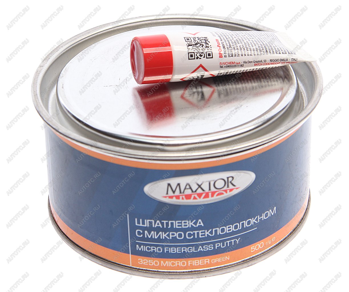 Шпатлевка с микростекловолокном FIBER GLASS GREEN 0.5кг MAXTOR 32500.5