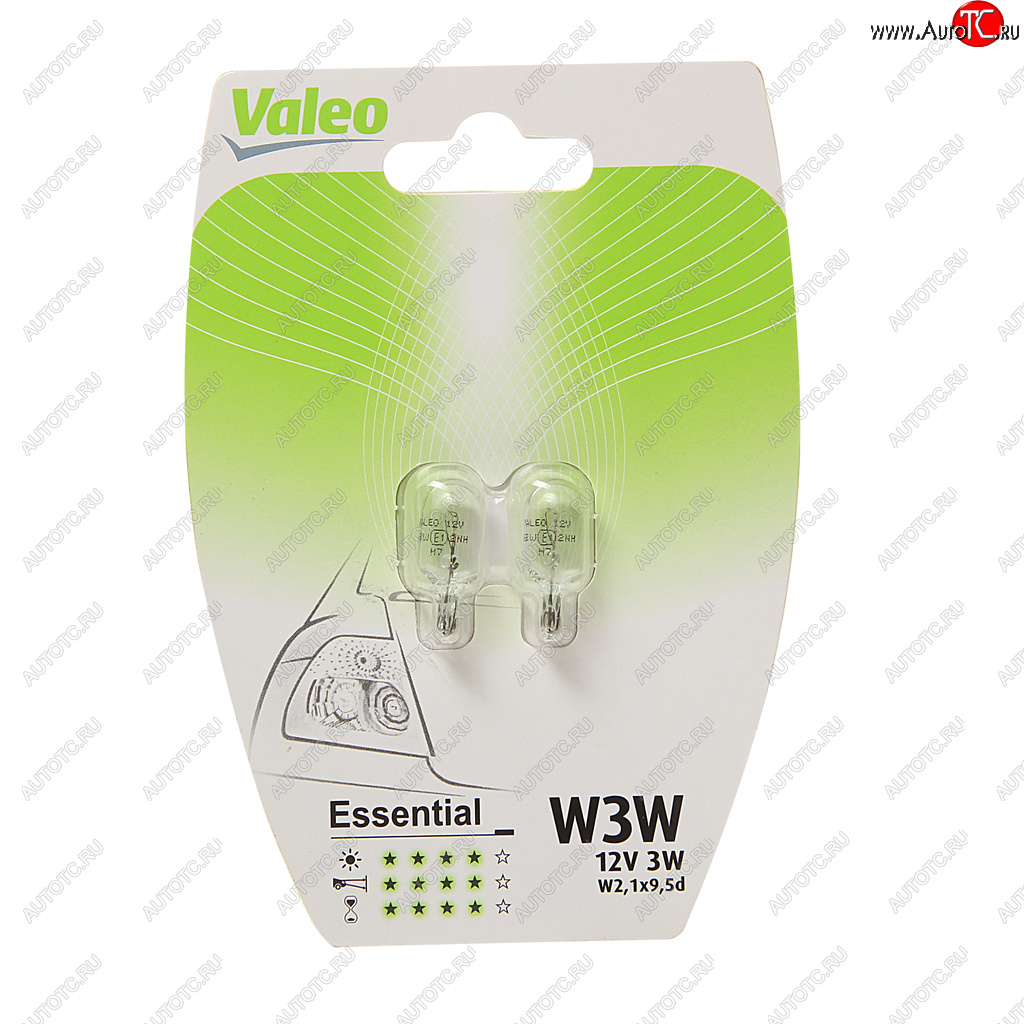 Лампа 12V W3W W2.1x9.5d блистер (2шт.) Essential VALEO 032114