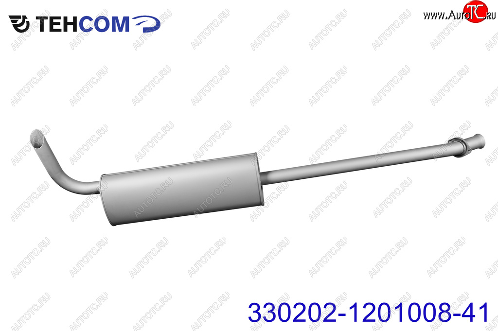 Глушитель ГАЗ-330202 дв.CUMMINS ЕВРО-3,4 длинный без фланца выход боковой ТЕХКОМ 330202-1201008-41