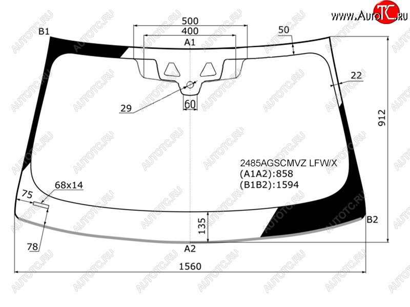 Стекло лобовое (Две камеры Датчик дождя Молдинг 4D SED5D WGN) BMW 5-Series 16-  M5 17-20 2485AGSCMVZ LFW/X