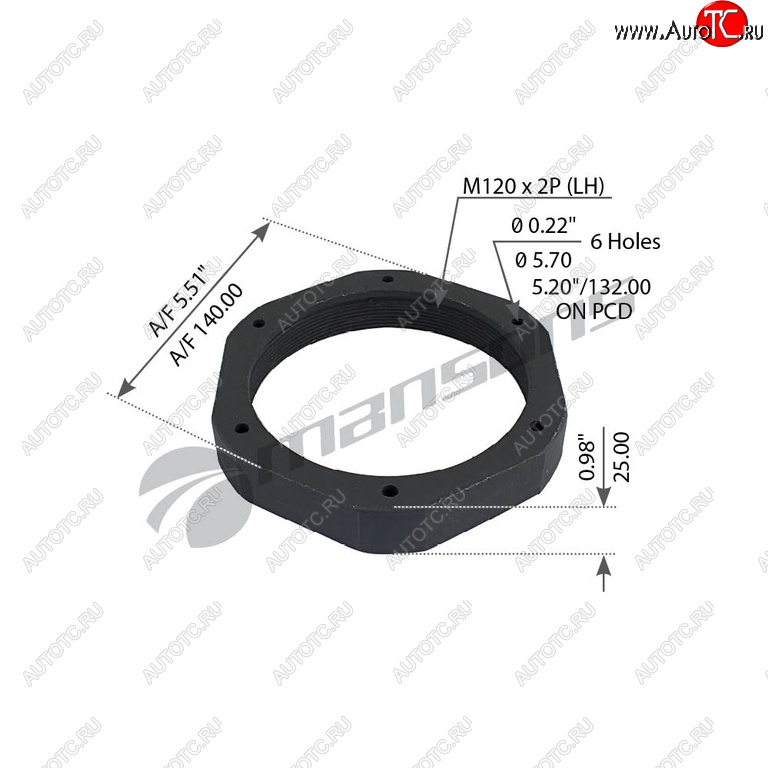 Гайка SAF ступицы левой M120х2мм (SW140,оси SKRS 9042) MANSONS 600.075