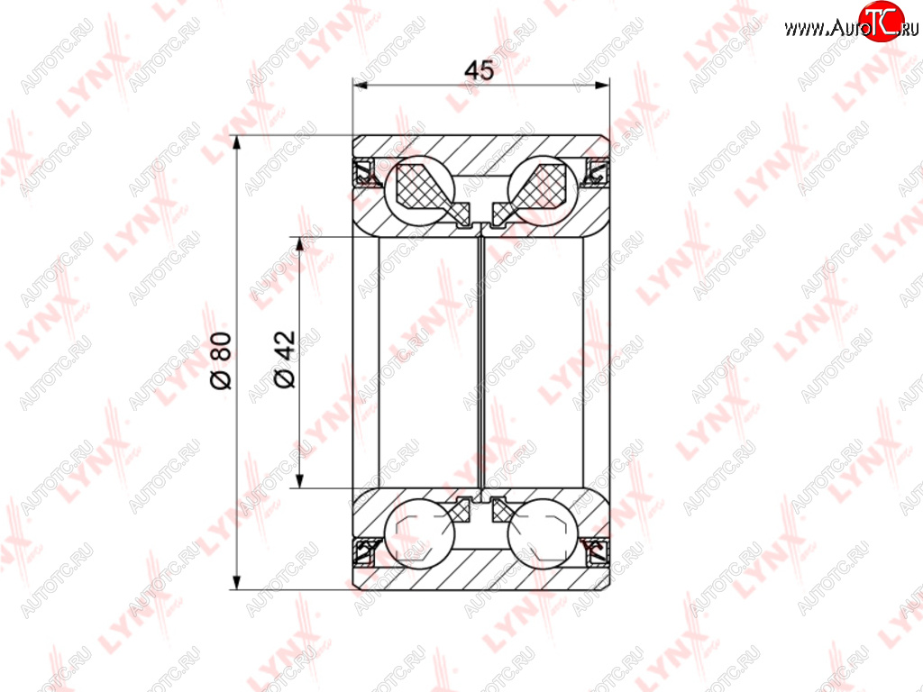 Подшипник ступицы MAZDA 6 (02-),626 передней LYNX wb1351