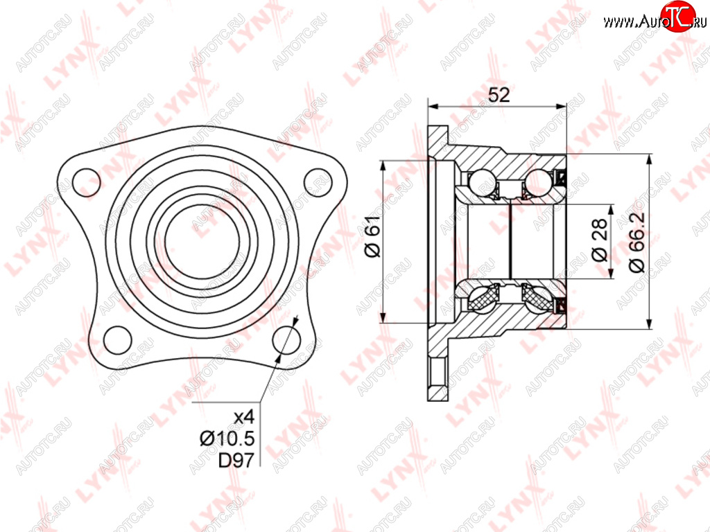 Подшипник ступицы TOYOTA Corolla (87-92) задней LYNX wb1024