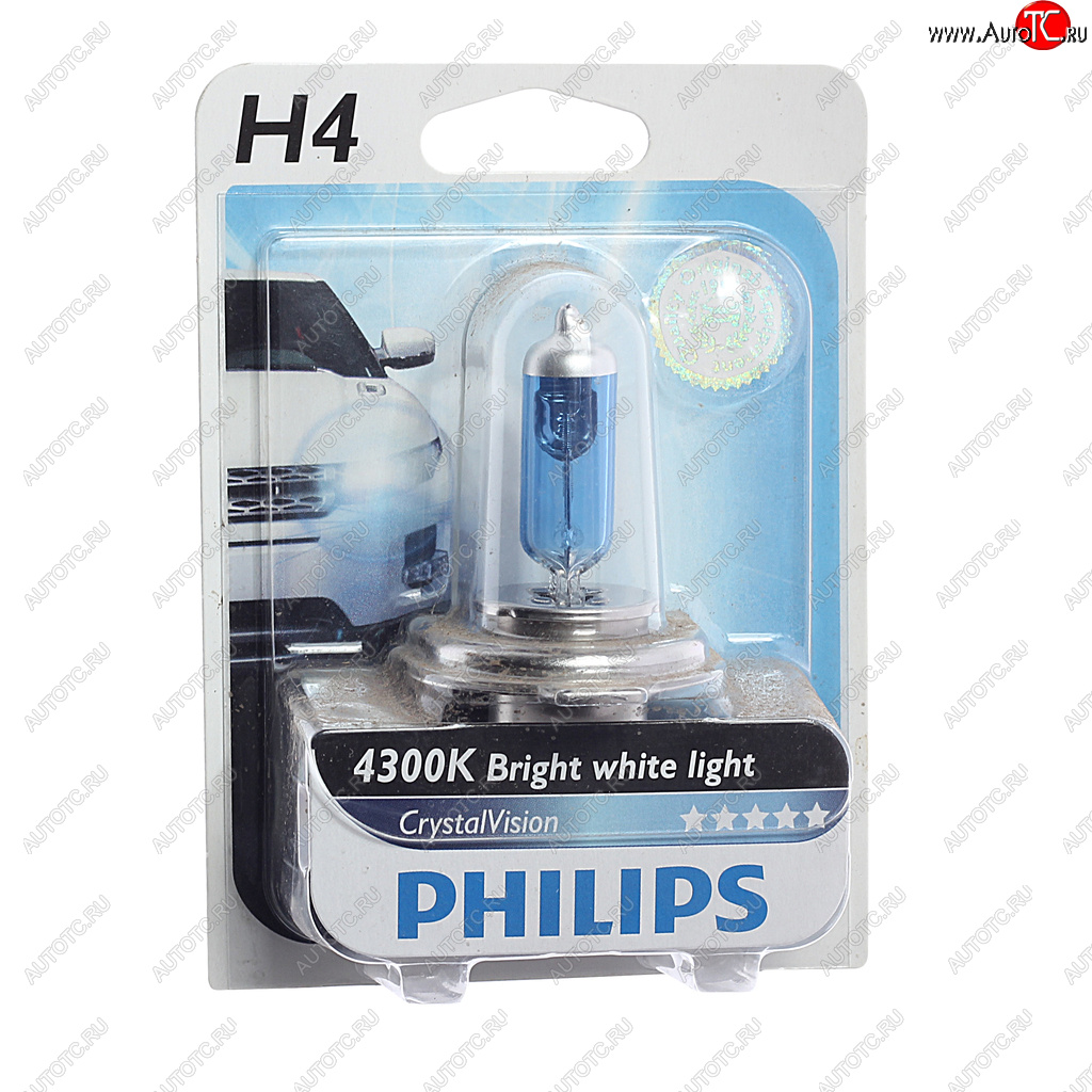 Лампа 12V H4 60/55W P43t-38 4300K блистер (1шт.) Crystal Vision PHILIPS PHILIPS 12342cvb1 12342cvb1