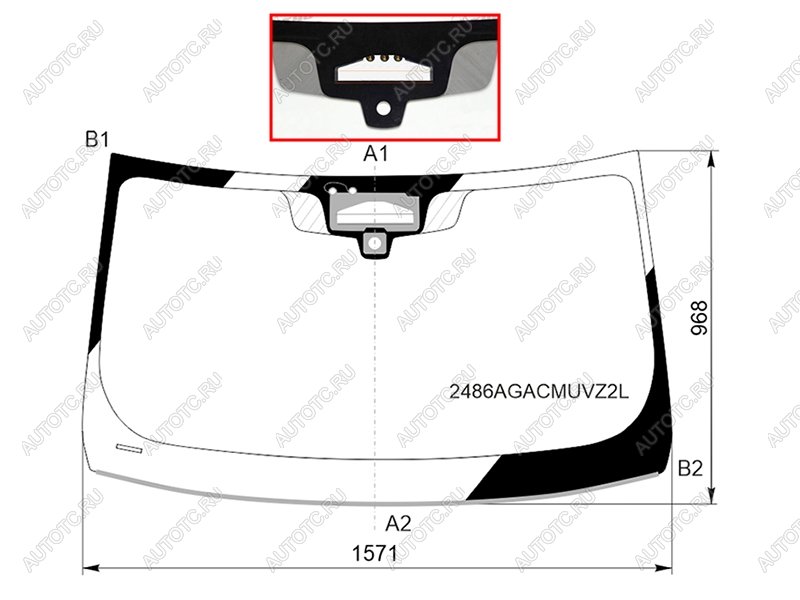 Стекло лобовое (Три камеры Датчик дождя Проекция Молдинг 5D LBK) BMW 6-Series Gran Turismo 20- 2486AGACMUVZ2L