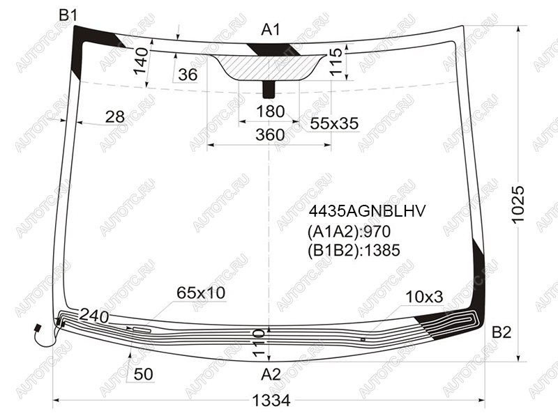 Стекло лобовое (Обогрев щеток) Hyundai ix20 10-19  Kia Venga 10-17 4435AGNBLHV