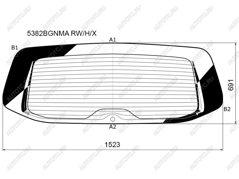 Стекло заднее (Цвет зеленый Обогрев) Mercedes-Benz V-Class 14- 5382BGNMA RW/H/X