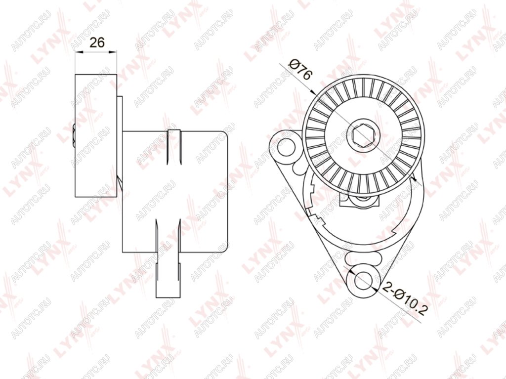 Натяжитель приводного ремня CHEVROLET Cruze (09-) (1.6),Lacetti (03-) LYNX pt3010