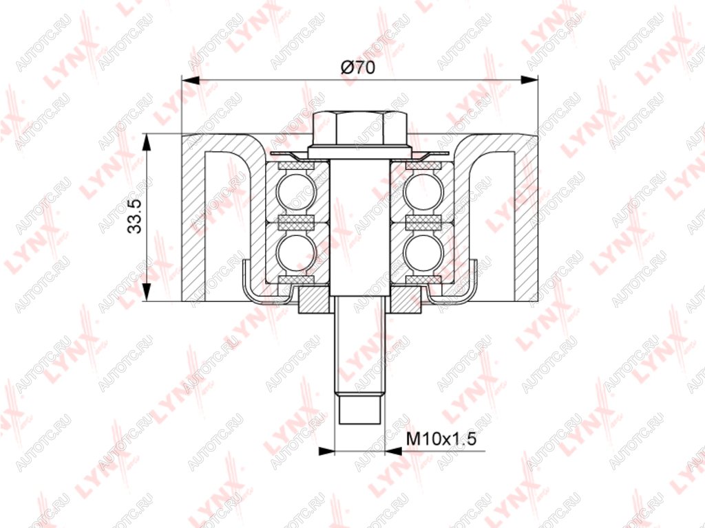 Ролик приводного ремня NISSAN Navara (04-),Pathfinder (05-) натяжителя ГУРа LYNX pb7044