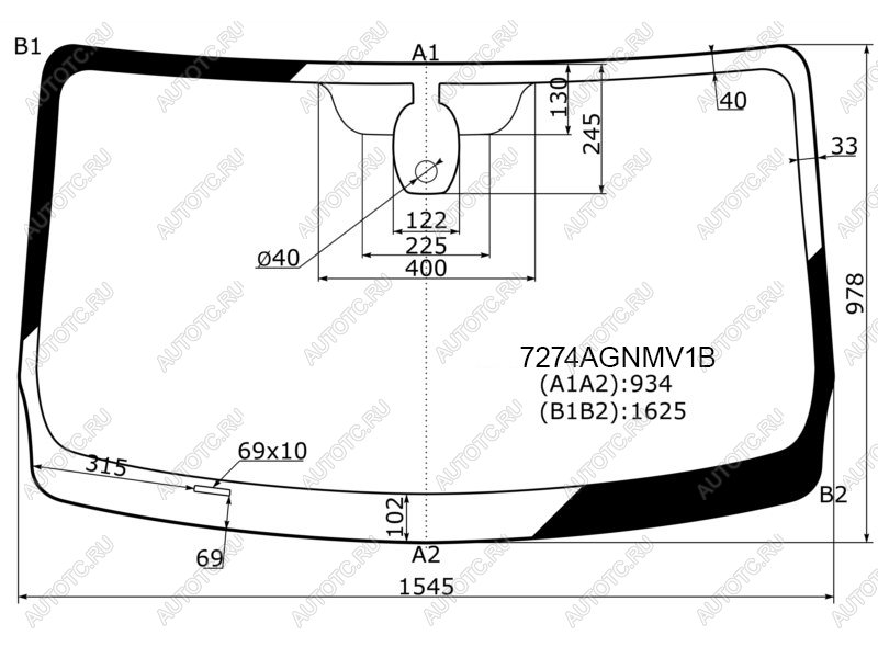 Стекло лобовое (Датчик дождя) Mercedes-Benz Citan 12-  Renault Kangoo 08-16 7274AGNMV1B