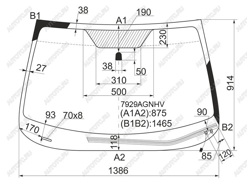 Стекло лобовое (Обогрев щеток) Subaru Impreza 07-12  Impreza WRX 07-14  Impreza WRX STI 07-14 7932AGNHV