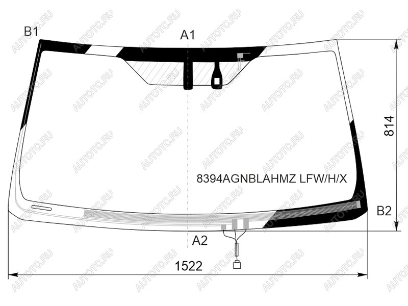 Стекло лобовое (Обогрев щеток Антенна Датчик дождя) Toyota Land Cruiser Prado (J150) 17-24 8394AGNBLAHMZ LFW/H/X