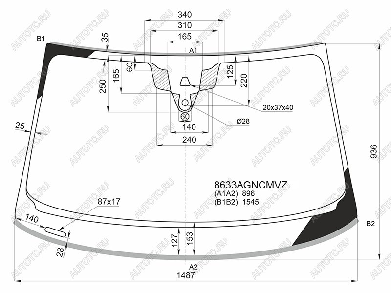 Стекло лобовое (Камера Датчик дождя Молдинг) Audi A5 16-  S5 17- 8633AGNCMVZ