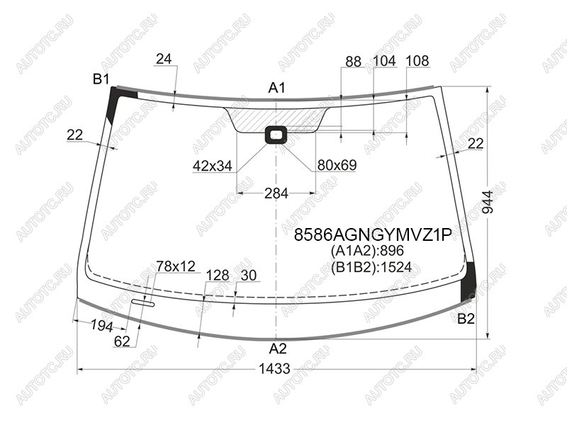 Стекло лобовое (Датчик дождя Молдинг) Volkswagen Golf 03-09  Jetta 05-10 8586AGNGYMVZ1P