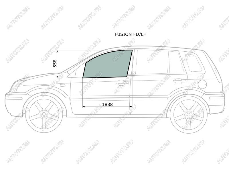 Стекло боковое опускное (Спереди/ Слева/ Цвет зеленый) Ford Fusion 02-12 XYG FUSION FD/LH, fusionfdlh FUSION FD/LH