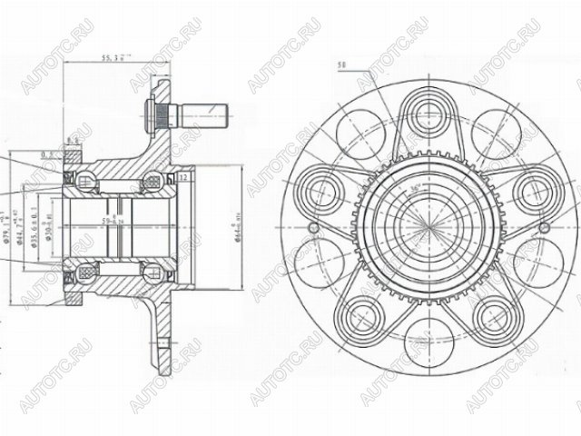 Ступичный узел задн. HONDA STREAM RN#INTEGRA DC5CIVIC EU3 00-06 2WD (диск) HUB215-9