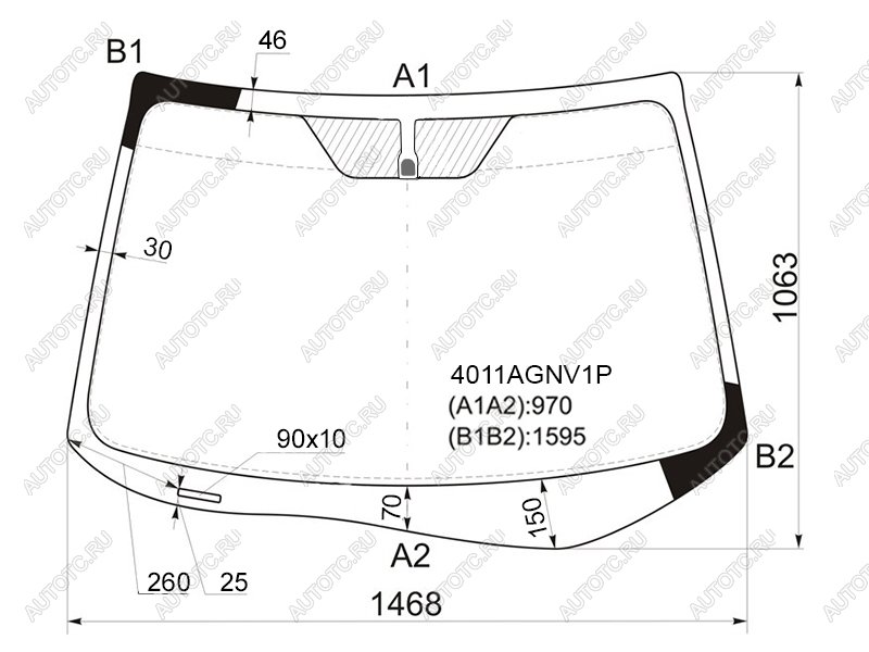 Стекло лобовое (Шелкография под зеркало с затемнением) Honda CR-V 11-18 4011AGNV1P