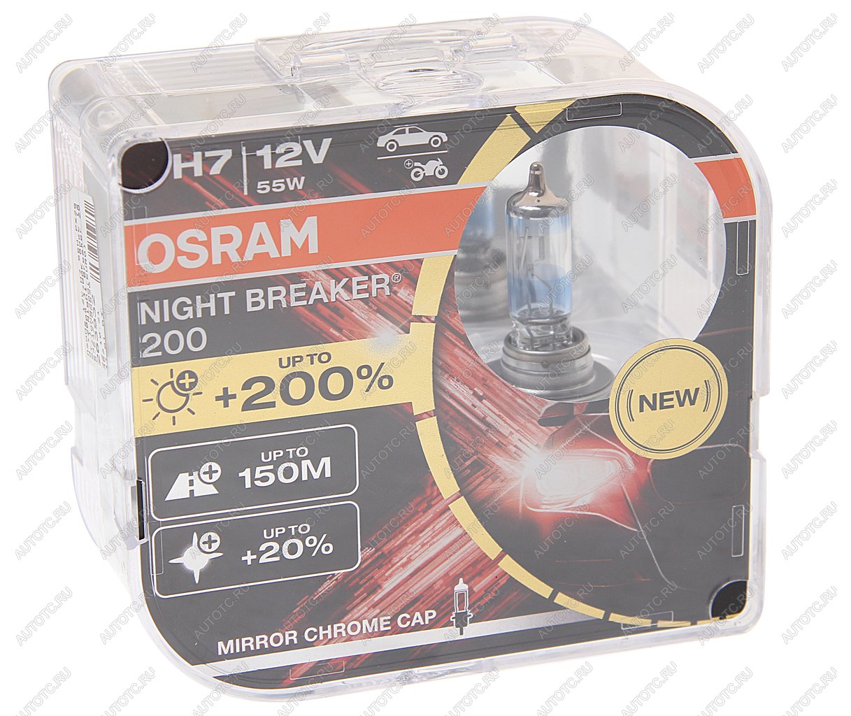 Лампа 12V H7 55W PX26d +200% 3700К бокс (2шт.) Night Breaker 200 OSRAM 64210nb200-hcb